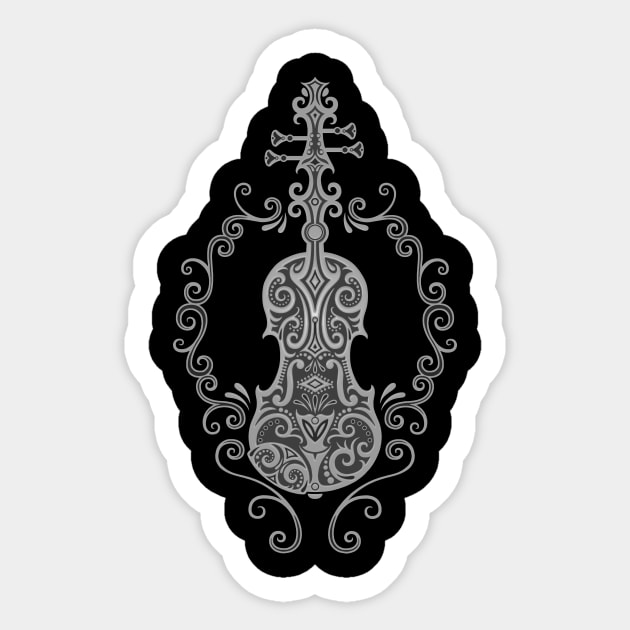 Intricate Dark Tribal Violin Design Sticker by jeffbartels